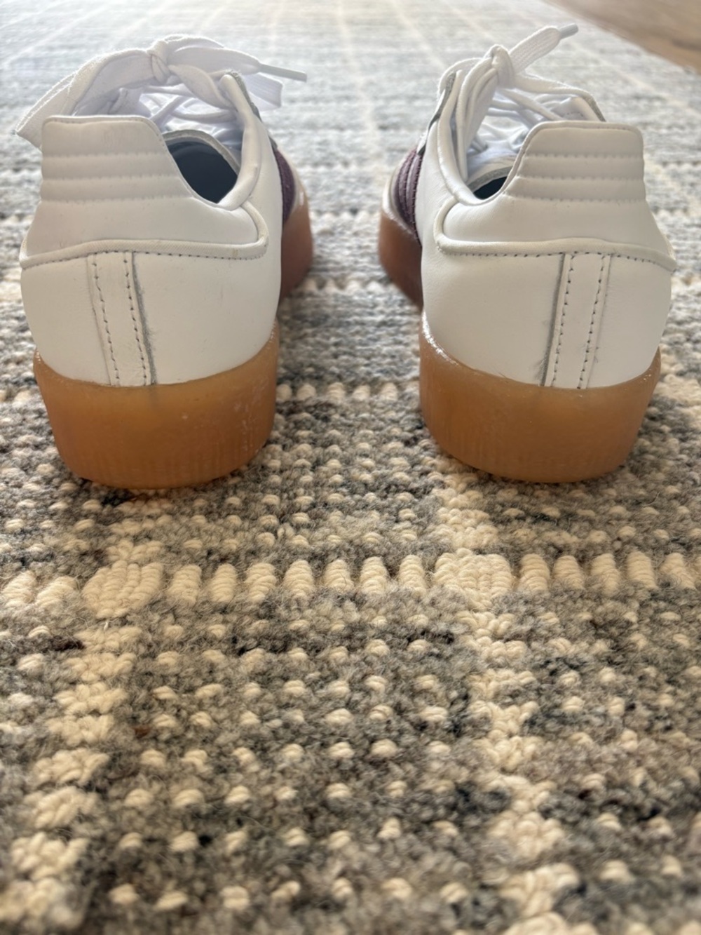 adidas Samba White with Maroon Stripes and Gum Sole - Picture 6 of 6